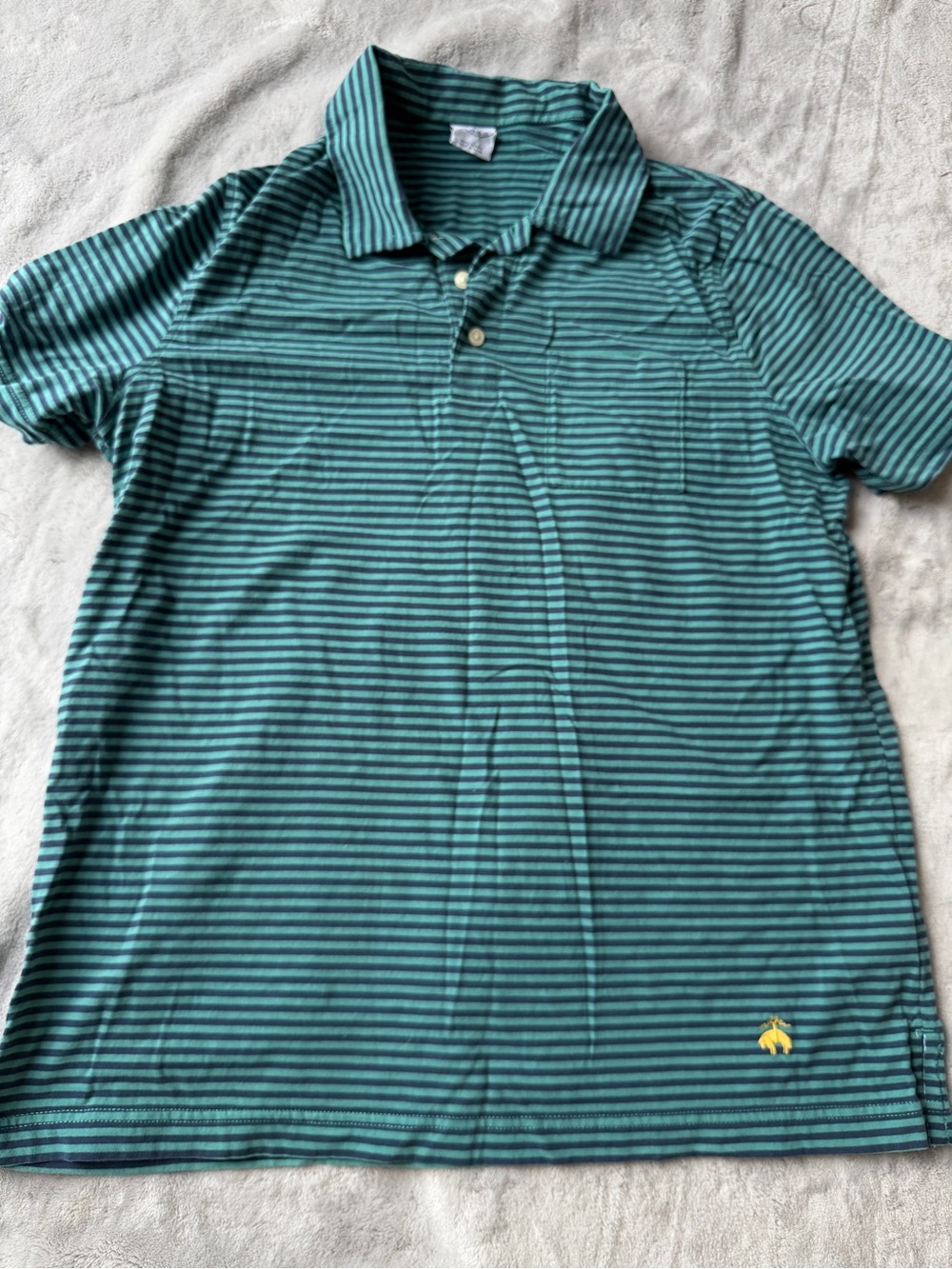 Brooks Brothers Men's Striped Polo in Teal and Navy